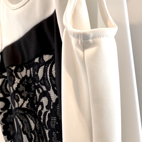 NWOT Beautiful light cream and black lace peplum shirt, Petite Small - Picture 6 of 8